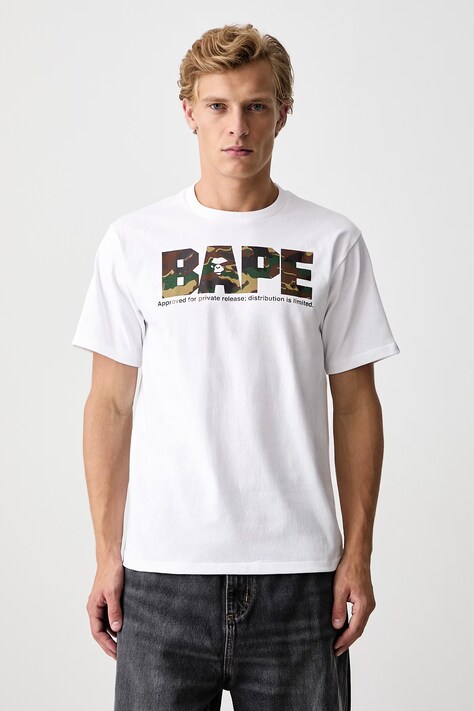A Bathing Ape T-shirt bawełniany męski biały 001TEM301034M