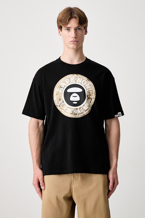 AAPE T-shirt bawełniany męski czarny AAPTEM1833XXQ