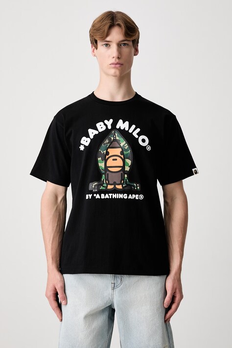 A Bathing Ape ABC Camo Milo T-shirt bawełniany męski czarny 0ZXTEMX00510Q