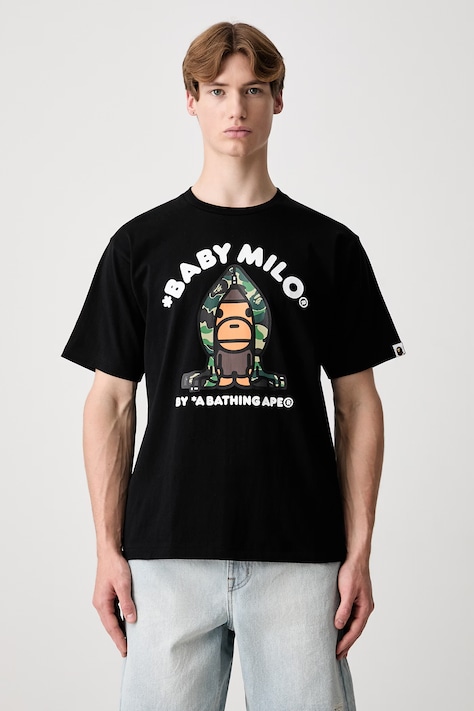 A Bathing Ape ABC Camo Milo T-shirt bawełniany męski czarny 0ZXTEMX00510Q