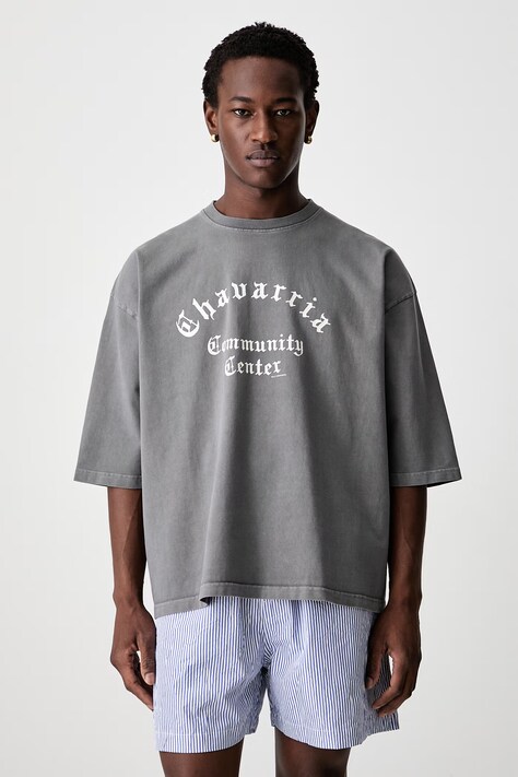 Willy Chavarria CHAVARRIA COMMUNITY CENTER t-shirt βαμβακερό ανδρικό γκρί WCJSY0200