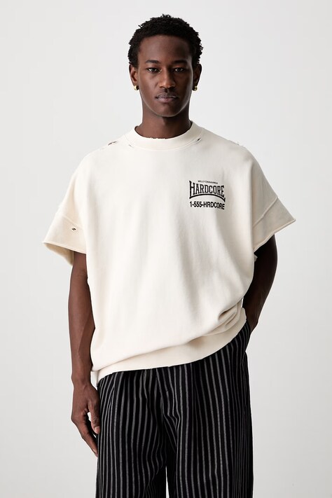 Willy Chavarria HARDCORE oversize t-shirt βαμβακερό ανδρικό μπεζ WCJSY0187
