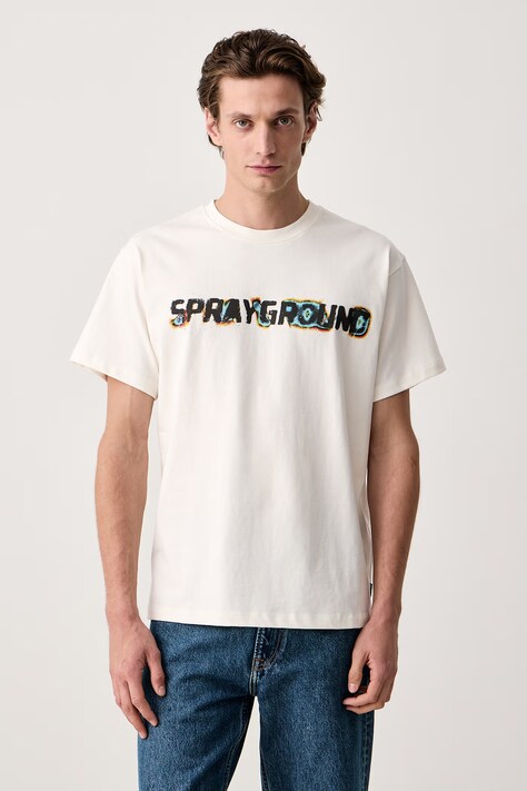 Sprayground Tričko pánske bavlnené béžové SP793IVO
