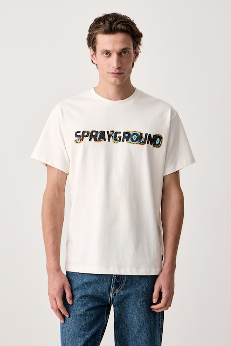 Sprayground Tričko pánske bavlnené béžové SP793IVO