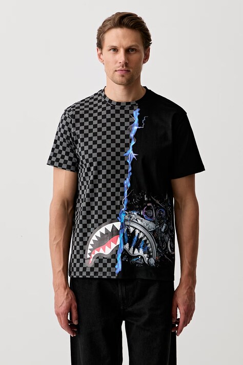 Sprayground T-shirt męski bawełniany czarny SP402