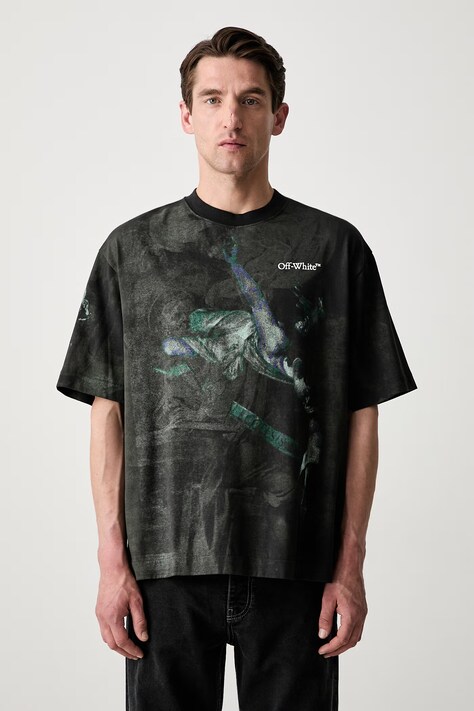 Off-White Dark Caravaggio тениска от памук мъжка черна 44MAA120S26J00D001