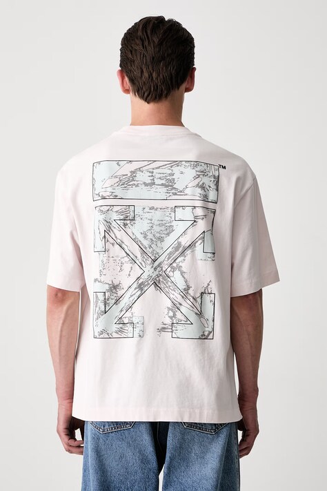 Off-White Rubbed Paint Arrows tricou din bumbac pentru bărbați bej 44MAA120S26J00R680