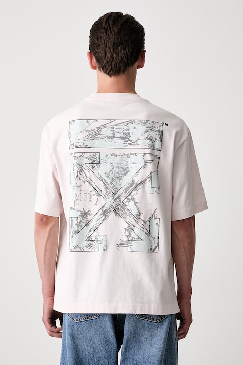 Off-White Rubbed Paint Arrows tricou din bumbac pentru bărbați bej 44MAA120S26J00R680
