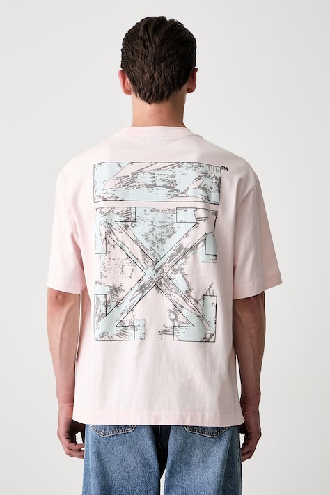 Off-White Rubbed Paint Arrows tricou din bumbac pentru bărbați bej 44MAA120S26J00R680