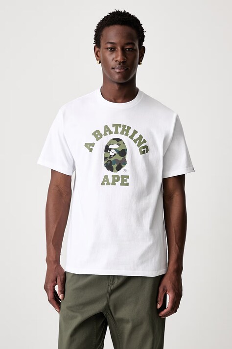 A Bathing Ape 1st Camo College T-shirt bawełniany męski biały 001TEM301013M