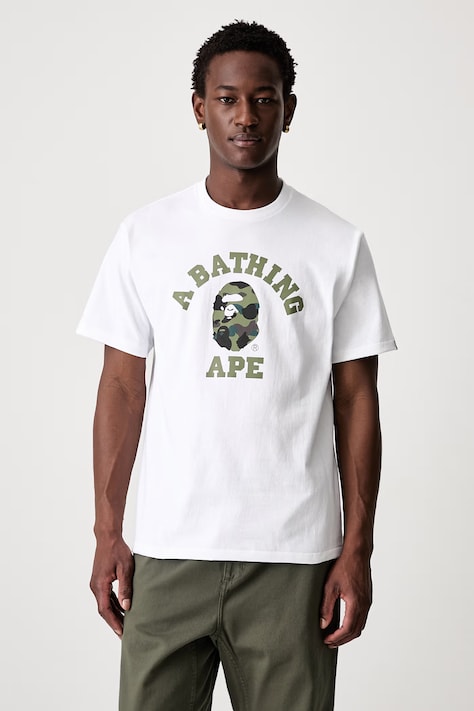 A Bathing Ape 1st Camo College T-shirt bawełniany męski biały 001TEM301013M