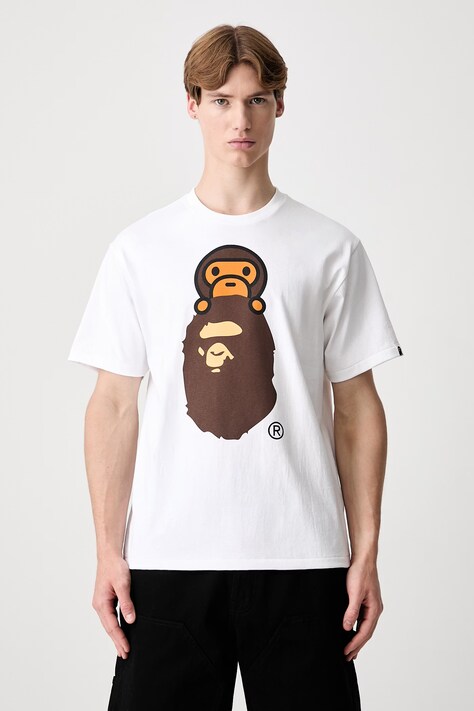 A Bathing Ape Milo On Ape Head T-shirt bawełniany męski biały 002TEM301002M