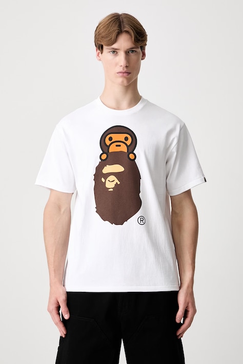 A Bathing Ape Milo On Ape Head T-shirt bawełniany męski biały 002TEM301002M