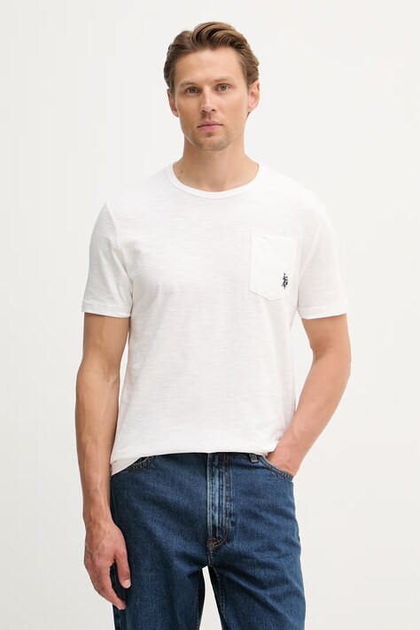 U.S. Polo Assn. T-shirt męski bawełniany Slub Pocket biały MUP4639