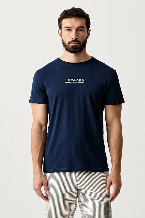 Trussardi T-shirt męski bawełniany granatowy TRU26MTS01