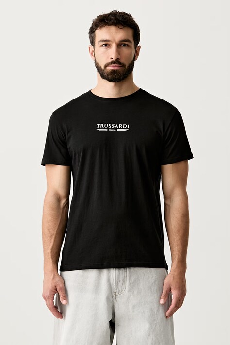 Trussardi T-shirt męski bawełniany czarny TRU26MTS01