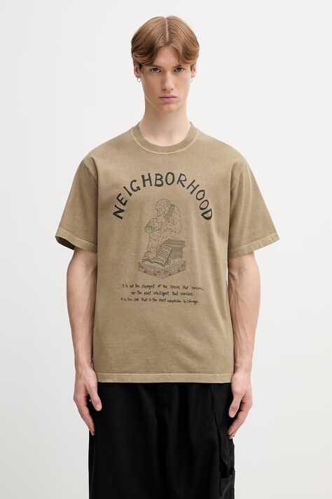 Neighborhood T-shirt bawełniany męski zielony 261PCNH.ST11