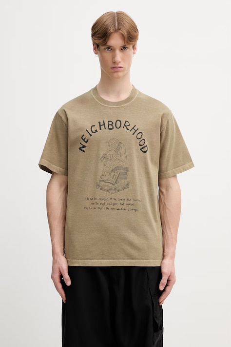 Neighborhood T-shirt bawełniany męski zielony 261PCNH.ST11