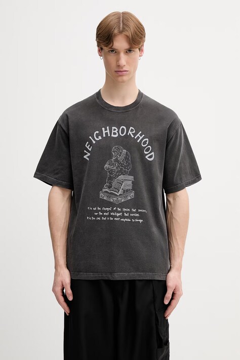Neighborhood T-shirt bawełniany męski czarny 261PCNH.ST11