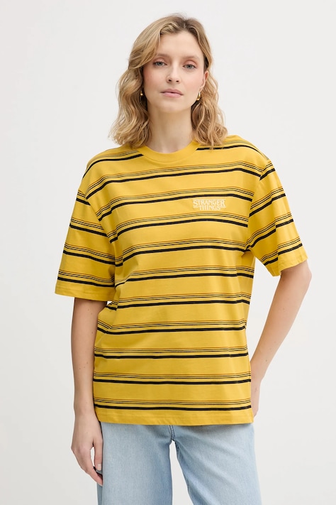 Βαμβακερό μπλουζάκι United Colors of Benetton x Stranger Things χρώμα: κίτρινο, 3LQMU10BC