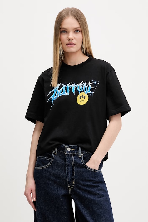 Barrow t-shirt bawełniany kolor czarny z nadrukiem S6BWUATH025
