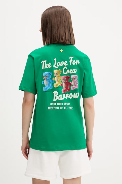 Barrow t-shirt bawełniany kolor zielony z nadrukiem S6BWUATH077