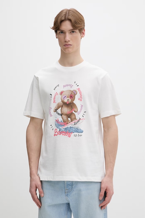 Barrow t-shirt bawełniany kolor beżowy z nadrukiem S6BWUATH078