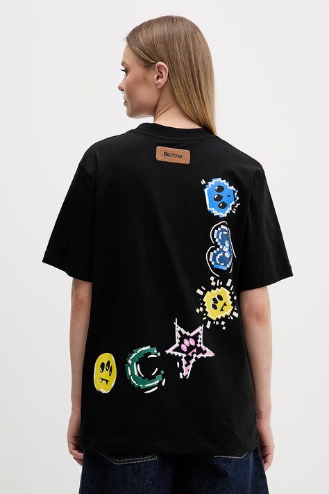 Barrow t-shirt bawełniany kolor czarny z nadrukiem S6BWUATH082