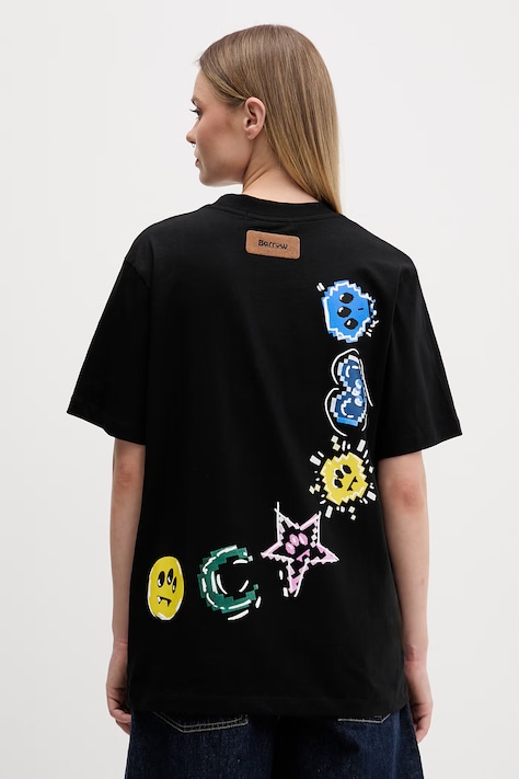 Barrow t-shirt bawełniany kolor czarny z nadrukiem S6BWUATH082