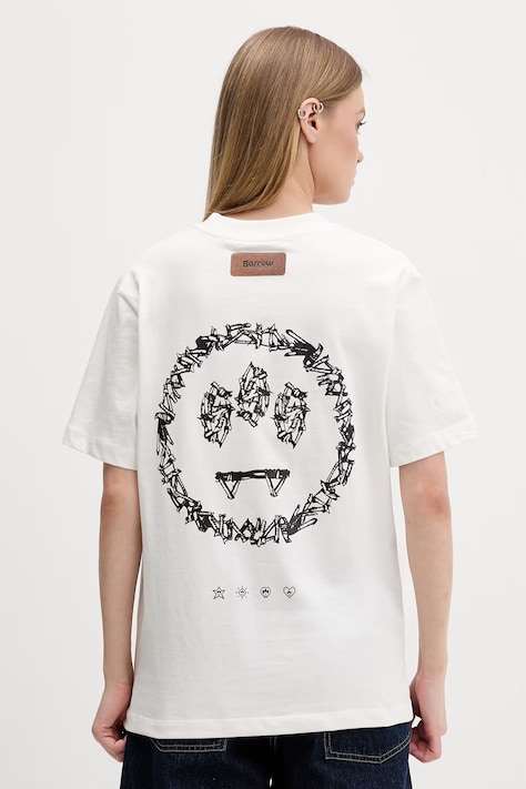 Barrow t-shirt bawełniany kolor beżowy z nadrukiem S6BWUATH085