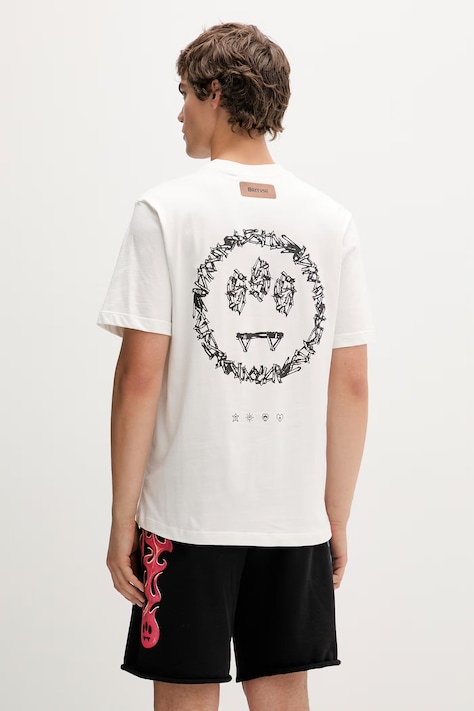 Barrow t-shirt bawełniany kolor beżowy z nadrukiem S6BWUATH085