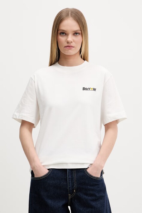 Barrow t-shirt bawełniany kolor beżowy z nadrukiem S6BWUATH085