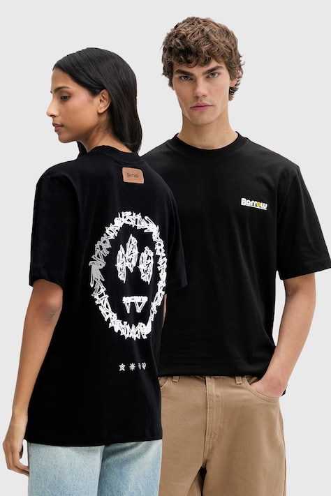 Barrow t-shirt bawełniany kolor czarny z nadrukiem S6BWUATH085