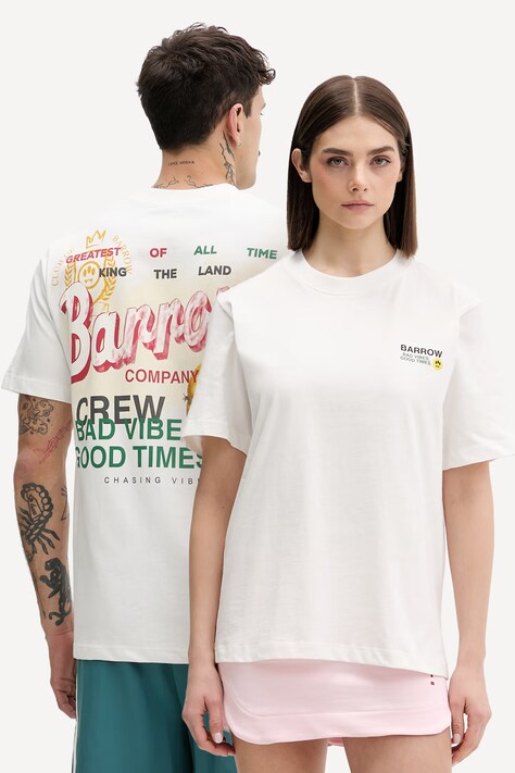 Barrow t-shirt męski bawełniany biały S6BWUATH086