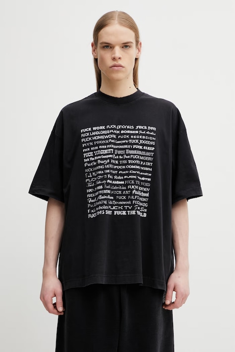 VETEMENTS t-shirt bawełniany Fuck Everything kolor czarny z nadrukiem ME76TR212BX