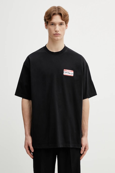 VETEMENTS t-shirt bawełniany Sticker kolor czarny z nadrukiem ME76TR228B