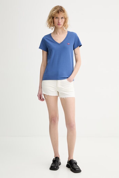 Levi's t-shirt bawełniany LSE_PERFECT VNECK kolor niebieski gładki A3170-0057