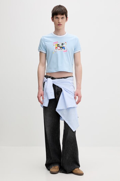 Converse футболка бавовняна x HELLO KITTY — SS26-TSU01W, блакитний — фото 2