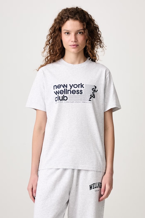 Sporty & Rich USA Wellness Club T-shirt bawełniany damski szary TO11973128GY03