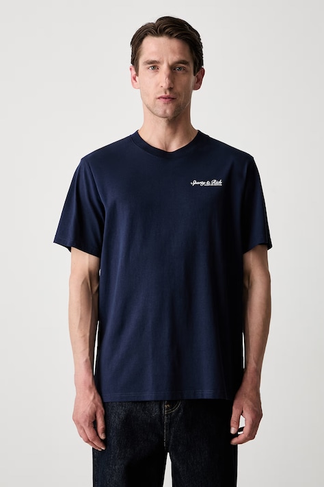 Sporty & Rich Syracuse T-shirt bawełniany granatowy TO11975325BL106