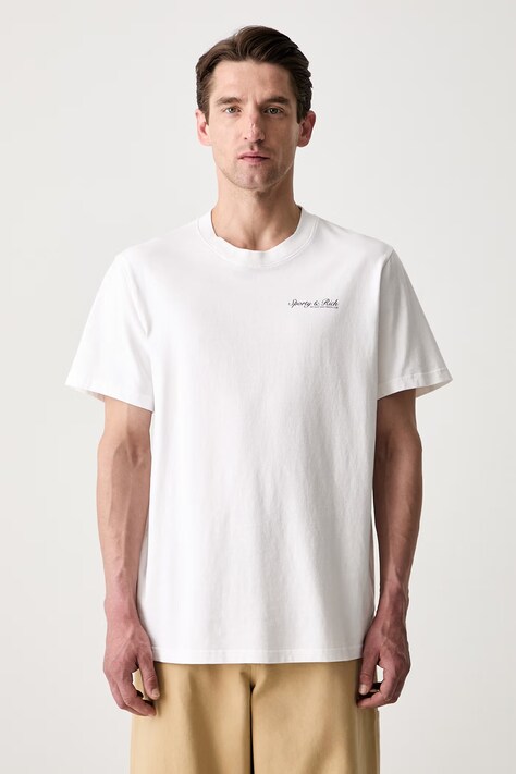 Sporty & Rich Syracuse T-shirt bawełniany biały TO11975325WH01