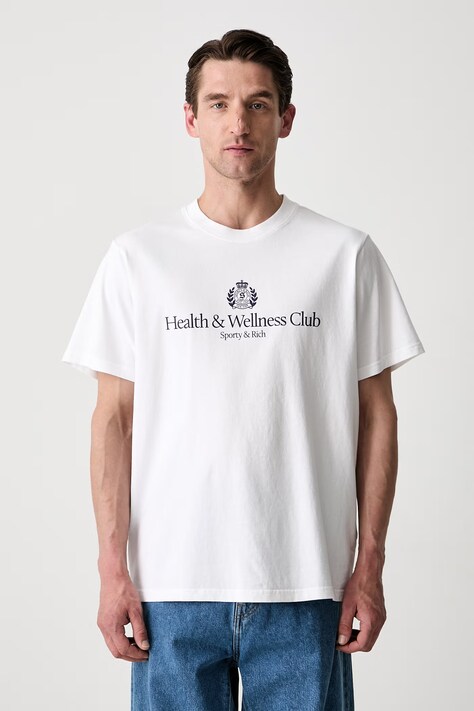 Sporty & Rich H&W Crest T-shirt bawełniany męski biały TO119710241WH01
