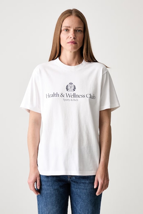 Sporty & Rich H&W Crest T-shirt bawełniany męski biały TO119710241WH01