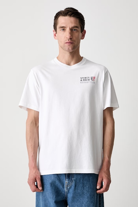 Sporty & Rich Promo T-shirt bawełniany biały TO119710431WH01