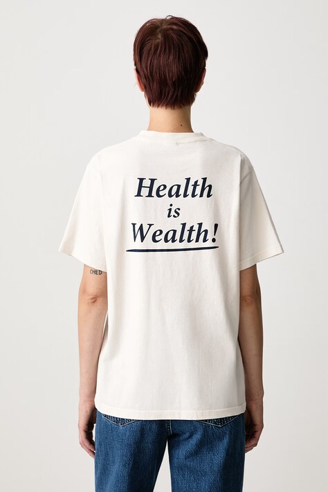 Sporty & Rich Health Is Wealth T-shirt bawełniany damski beżowy TO11974300WH37