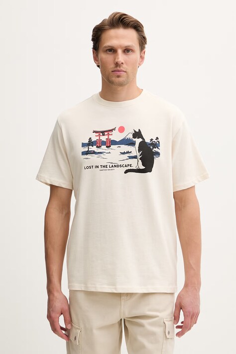 Kaotiko T-shirt bawełniany beżowy AS031-01-G002