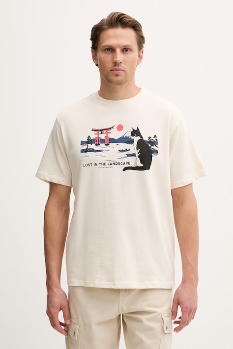 Kaotiko T-shirt bawełniany beżowy AS031-01-G002