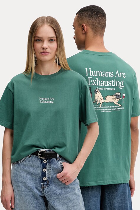 Kaotiko tricou din bumbac verde AS027-02-G002