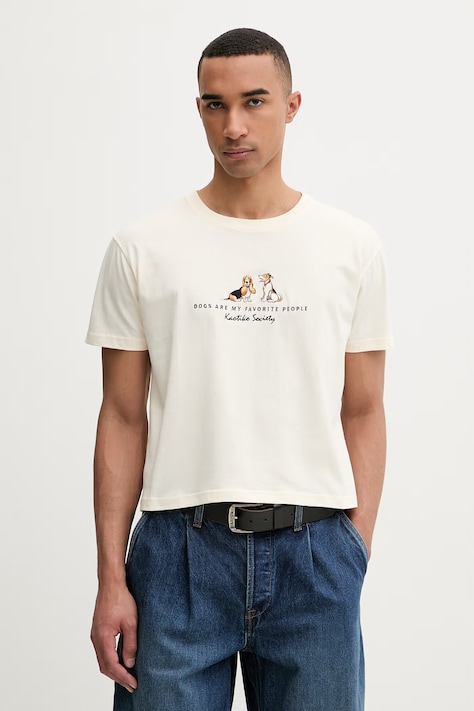 Kaotiko T-shirt bawełniany beżowy AS028-01-M002