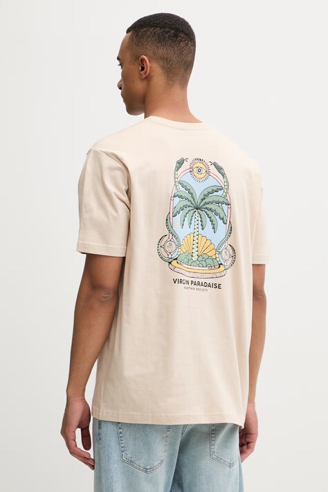 Kaotiko T-shirt bawełniany beżowy AS041-01-G002